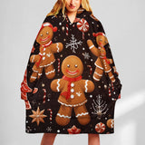 Oversized Wearable Blanket Christmas Print Hoodie With Pocket