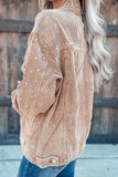 Rivet Patch Short Corduroy Jacket Winter Outfits Coat