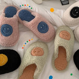 Paziye Smiley Face Slippers for Women Anti-Slip Soft Plush Comfy Indoor Slippers