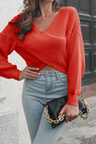 Crisscross V Neck Winter Outfits  Long Sleeve Sweater