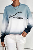 Love Print Gradient Color Pullover Sweatshirt