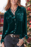 Solid Velvet Single-breasted Front Pocket Shirt Unishe Wholesale