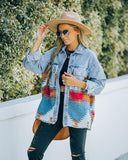 Aztec Denim Jacket Shacket Women