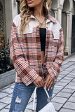 Faux Leather Splicing Plaid Open Button Jackets