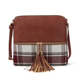 Paziye Plaid Fringed Crossbody Bag