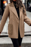 Khaki Lapel Fluffy Coat