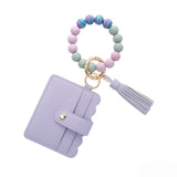 Paziye Silicone Bead Bracelet Card Holder Keychain Tassels Bangle