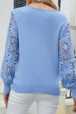Crochet Lace Long Sleeves V Neck Knit Sweaters
