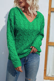 Cable Knit V Neck Hoodies Sweater