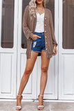 Plain Open Button Loose Knit Cardigans