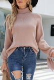 Plain Turtle Neck Tie Sleeves Knit Sweaters