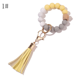 Paziye Bangle Keychain | Silicone Wristlet Key Ring | Bead Bracelet