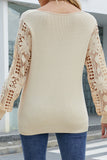 Crochet Lace Long Sleeves V Neck Knit Sweaters