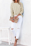 Plain Hollow Out Long Sleeve Sweater