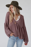 Purple Waffle Knit Babydoll Top