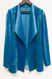 Winter Outfits Plain Lapel Collar Open Velvet Cardigans