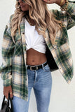 Single-breasted Plaid Tweed Shacket Coat with Pockets