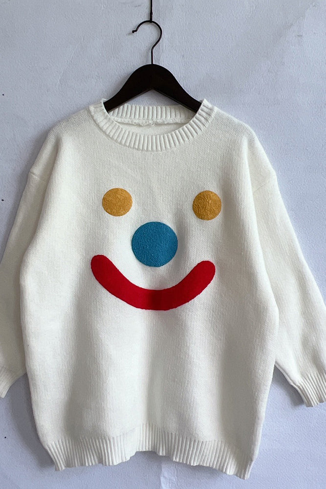 Clown Smile Knit Pullover Sweaters Winter Outfits