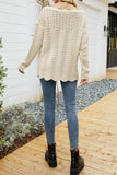 Plain Hollow Out Long Sleeve Sweater