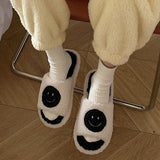Paziye Smiley Face Slippers for Women Anti-Slip Soft Plush Comfy Indoor Slippers