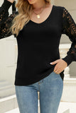 Crochet Lace Long Sleeves V Neck Knit Sweaters