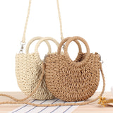 Paziye Semi Circle Straw Crossbody Bag