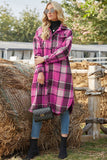 Women's Extra Long Plaid Trench Coat Jacket