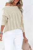 Plain Hollow Out Long Sleeve Sweater