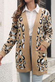 Winter Outfits Leopard Open Front Pocket Sweater Cardigans