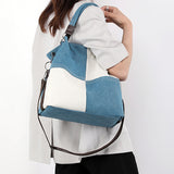 Patchwork Color Shoulder Bag Stylish Vintage Tote Bag