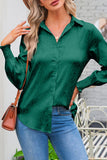 Zebra Texture Smocked Cuff Open Button Long Sleeves Shirts