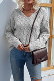 Cable Knit V Neck Hoodies Sweater