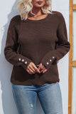 Plain Button Cuff Long Sleeves Knit Sweaters