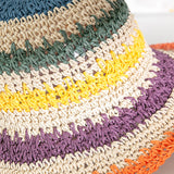 Paziye Straw Woven Rainbow Bucket Hat