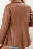 Lapel Collar Single-Breast Leather Blazer
