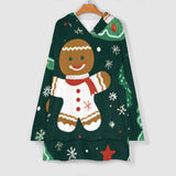 Oversized Wearable Blanket Christmas Print Hoodie With Pocket