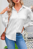 Zebra Texture Smocked Cuff Open Button Long Sleeves Shirts