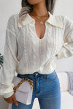 Lapel Collar Cable Knit Pullover Sweaters