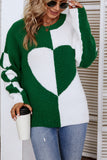 Color Block Heart Knit Sweaters