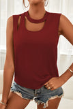 Solid Color Neck Cut Out Tank Top