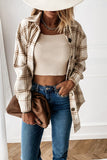 Plaid Button Down Pocketed Shacket Jacket Coats Women Winter Outfits
