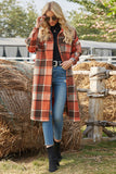 Women's Extra Long Plaid Trench Coat Jacket