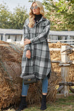 Women's Extra Long Plaid Trench Coat Jacket