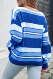 Winetr Outfits Colorblock Stripes V Neck Knitting Sweater
