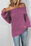 Plain Off Shoulder Hairy Knit Sweaters