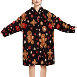 Oversized Wearable Blanket Christmas Print Hoodie With Pocket