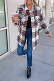 Plaid Button Pockets Long Sleeve Shacket