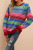 Multicolor Ripped Pullover Sweater