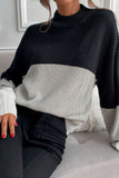 Fall Outfits Colorblock Turtle Neck Long Sleeve Sweater