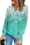 Sky Blue Bleached Splatter Gradient Long Sleeve Sweatshirt